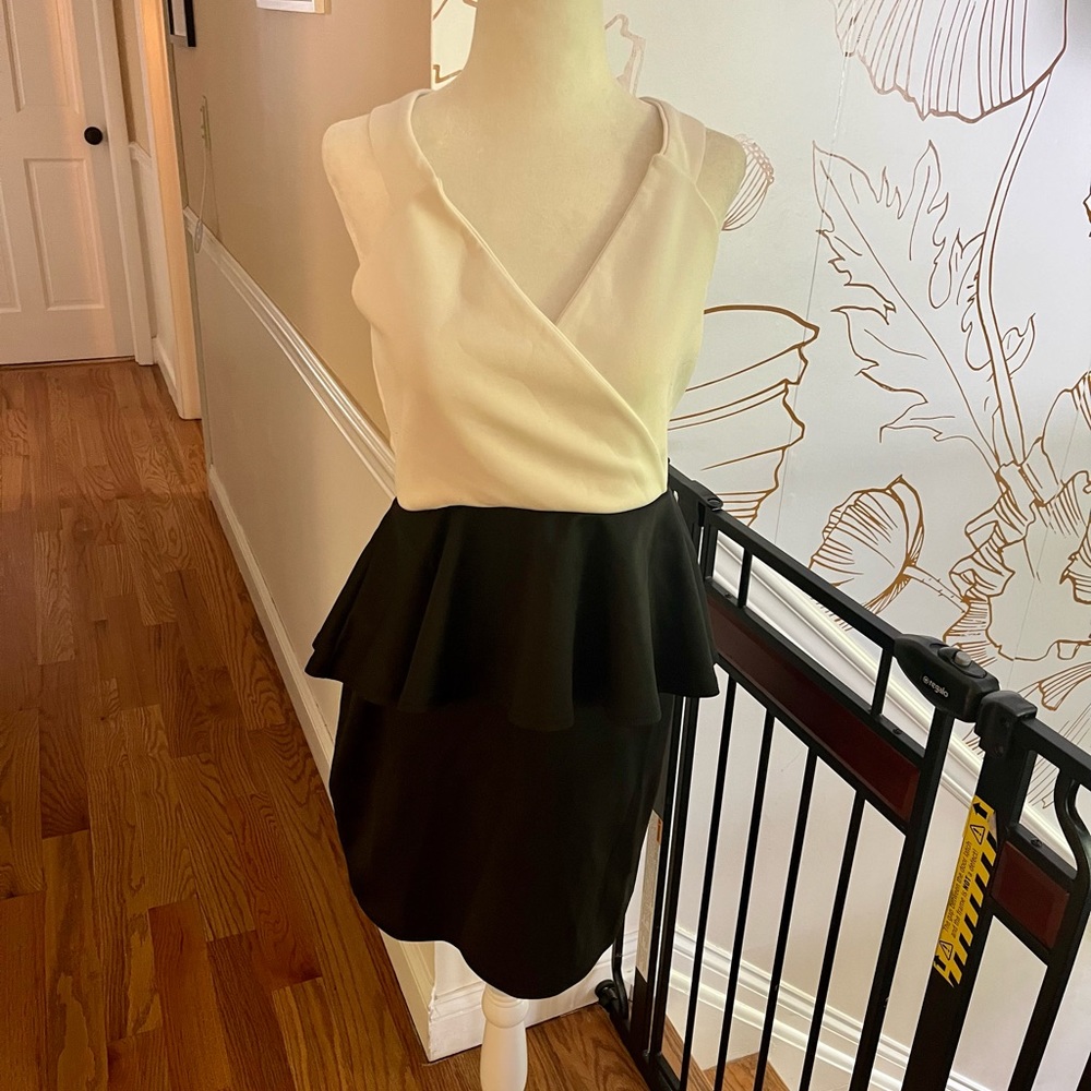 Black and white peplum dress, size 12